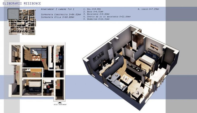 Apartament 2 Camere Tip 1 - Inel II - Eliberarii Residence