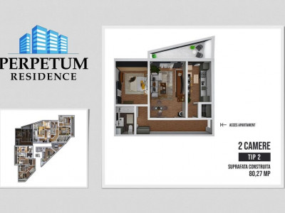 Apartament 2 Camere Tip 2 - Sala Polivalenta - Perpetum Residence II