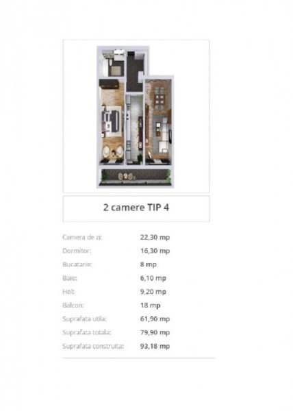 Apartament 2 Camere Tip 4 - Sala Polivalenta - Perpetum Residence II