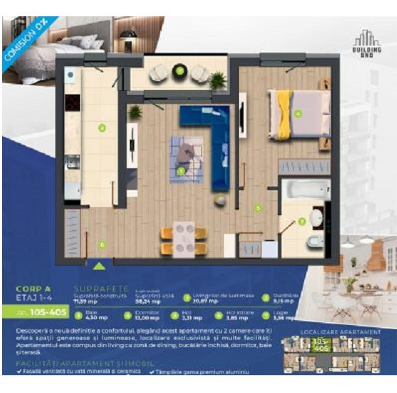 Apartament 2 Camere - Statiunea Mamaia - Building BNB