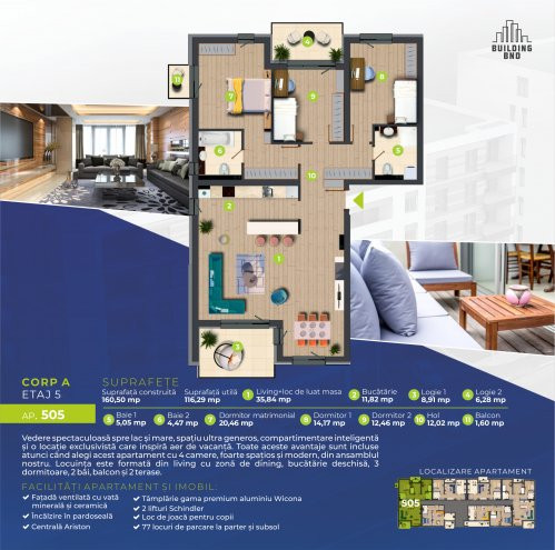 Apartament 4 Camere - Statiunea Mamaia - Building BNB