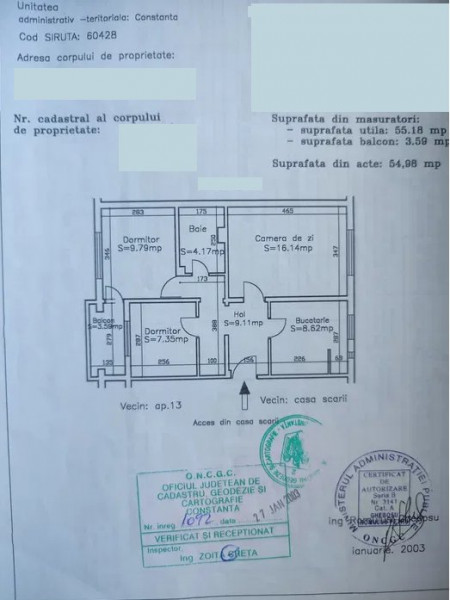 Apartament 3 Camere - Poarta 6 - Etaj 1 - Gaze La Usa