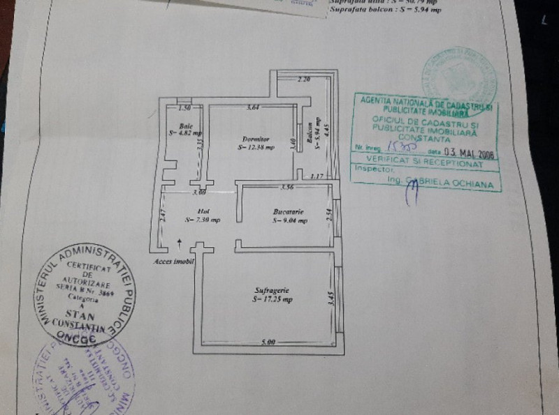 Apartament 2 Camere - Tomis Nord - Etaj 1 - Gaze La Usa