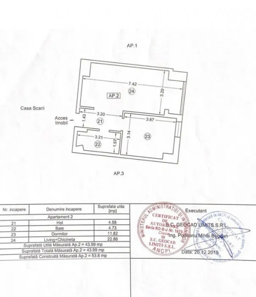 Apartament 2 Camere - City Park Mall - Bloc Nou - Et1 - Mobilat Complet