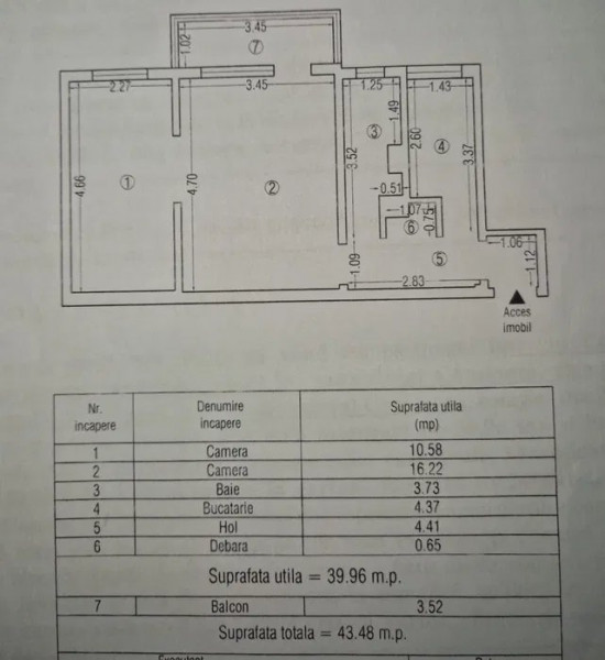 Apartament 2 Camere - Inel II - Etaj 1 - Centrala Pe Gaze