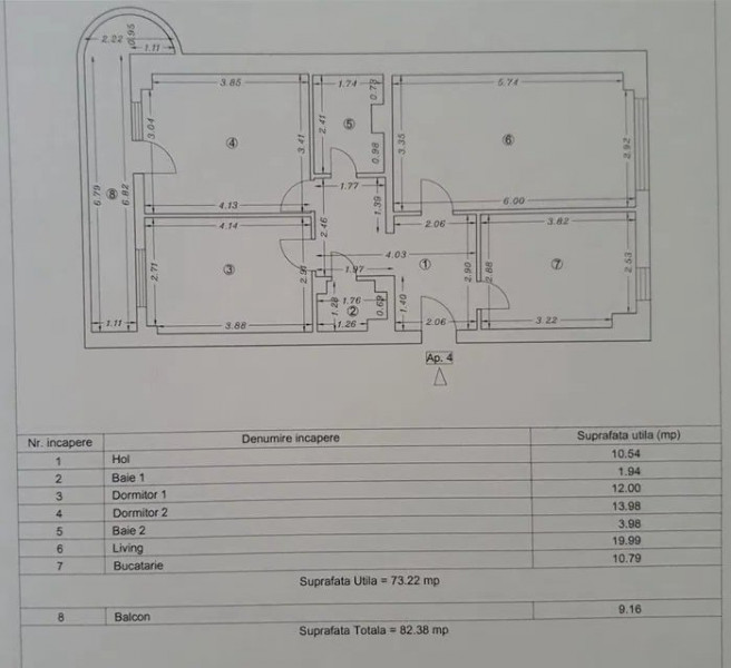 TOMIS III-ANAF ET 1 APARTAMENT CU 3 CAMERE MOBILAT CENTRALA GAZE